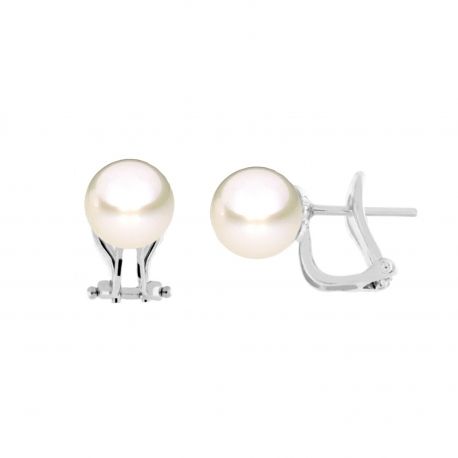 Boucles d'oreilles en or blanc 18 carats avec perles naturelles