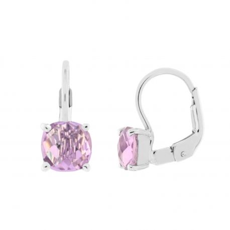 Women 18k White Gold with Purple Stones Earrings