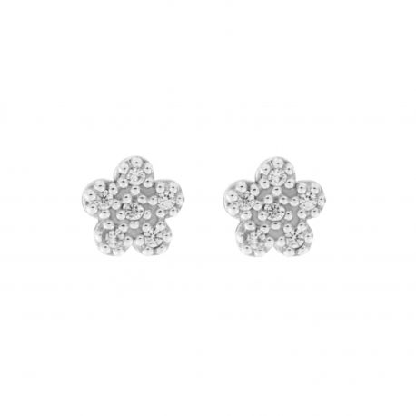 Brincos Little Flowers em Ouro Branco 18K