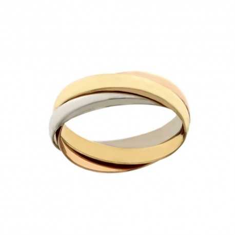 Women 18k Yellow, White and Rose Gold Braided Ring