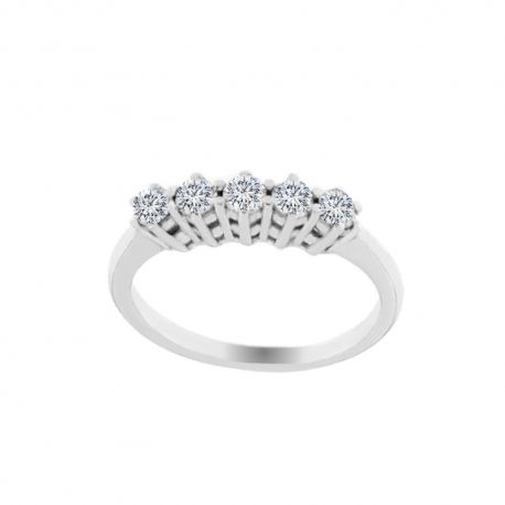 Women 18k White Gold Half Band with Diamonds Ring