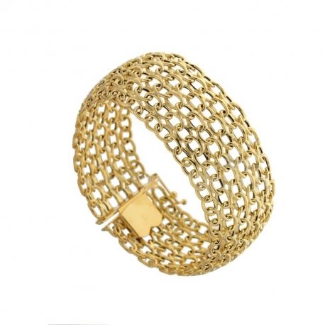 Bracelet en or jaune 18 Kt 7500/1000, modèle tapis, finition polie