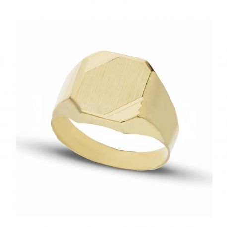 Bague bouclier rectangulaire en or jaune 18 carats