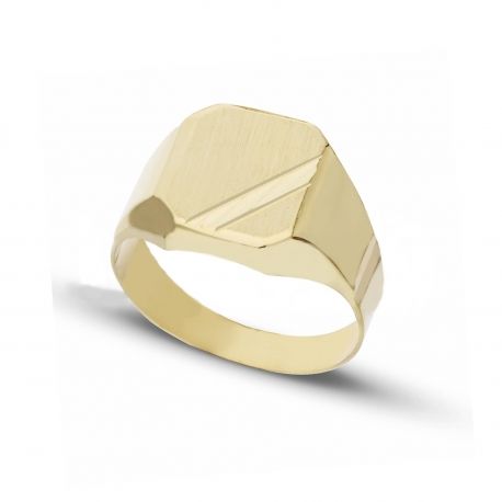 Men 18k Yellow Gold Rectangular Shield Type Ring