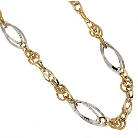 Collier en or 18 Kt 750/1000 avec chaîne alternée à maillons ronds et ovales