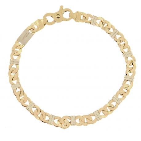 Pulseira masculina em ouro amarelo e branco 18K