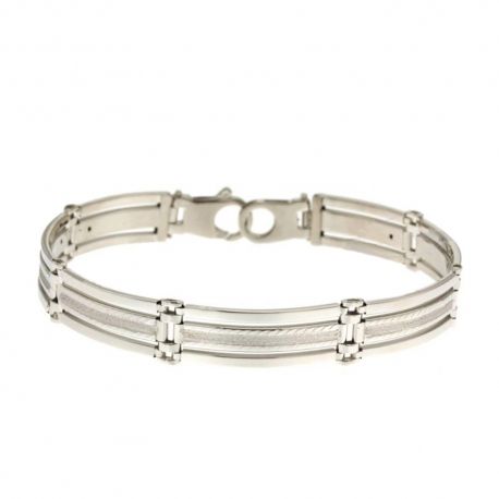 Armband van 18 kt 750/1000 goud met afwisselende platen, gestreepte en gesatineerde afwerking