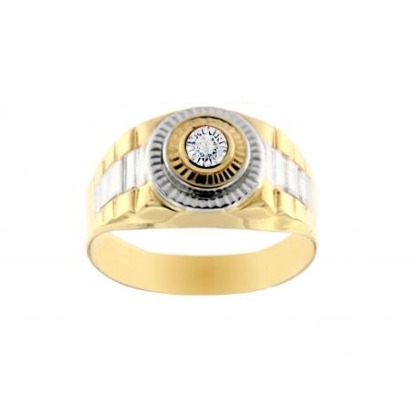 Anillo de Oro Amarillo y Blanco de 18K para Hombre