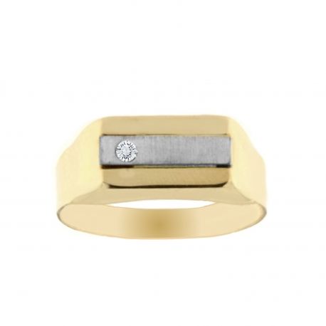 Anillo de hombre en oro amarillo y blanco de 18 quilates.