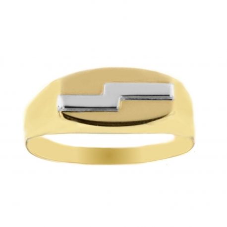 Anillo de hombre en oro amarillo y blanco de 18 quilates.