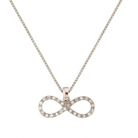 Collier Infinity en Or blanc 18 Kt 750/1000 avec zircons blancs