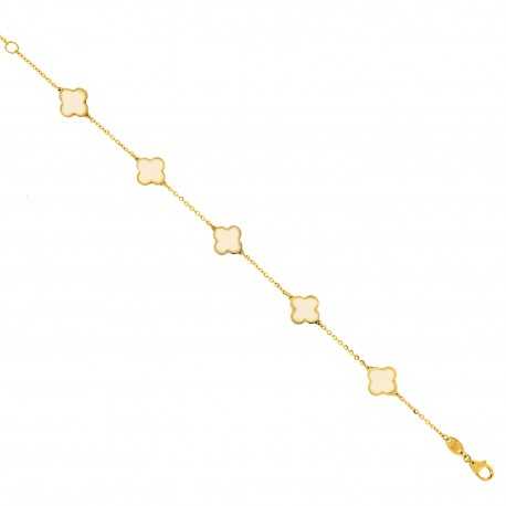 18 kt gul guld armbånd med perlemor Quadrifoglio