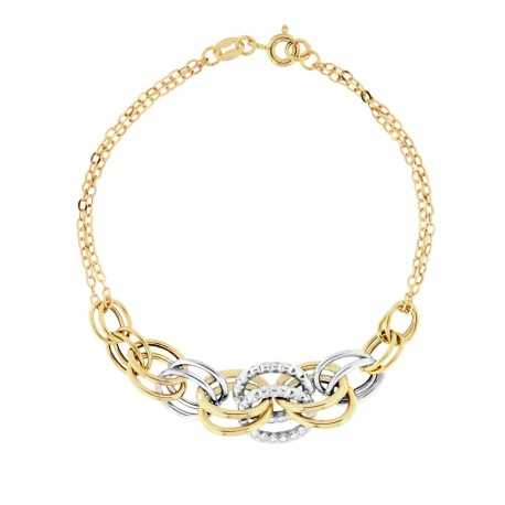 Bracelet en or jaune et blanc 18 carats pour femme