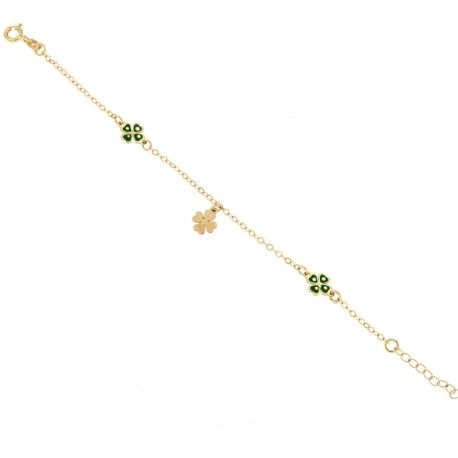 18K Yellow Gold Bracelet with Four-Leaf Clover