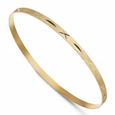Polished and Striped Bracelet in 18K Yellow Gold
