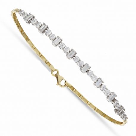 Bracciale in Oro Giallo e Bianco 18k con Zirconi Bianchi