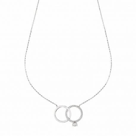 Collana con Solitario in Oro Bianco 18K con Zirconi Bianchi