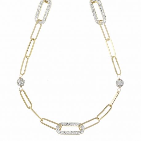 Collier en or jaune 18 carats avec résine et zircons blancs