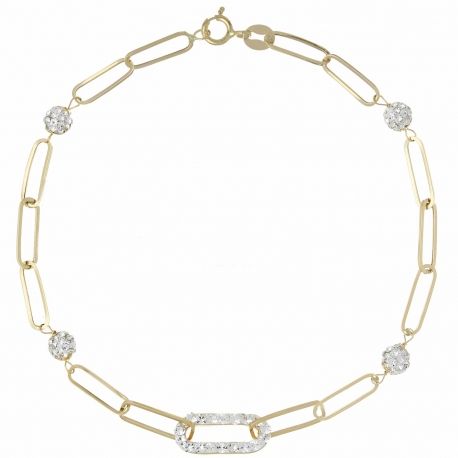 Pulsera de Oro Amarillo de 18k con Resina y Circonitas Blancas