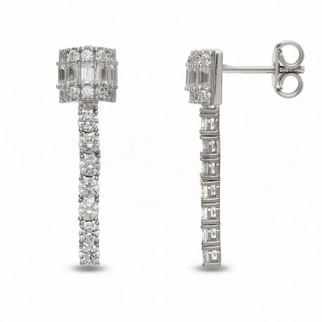 Tennis Earrings in 18k White Gold with White Zircons