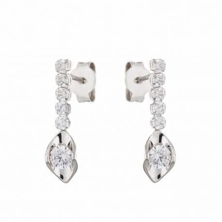 Tennis Earrings in 18k White Gold with White Zircons