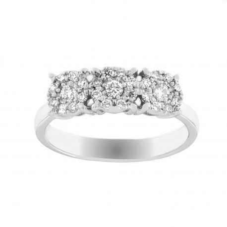 Trilogy Ring in 18k White Gold with Diamonds