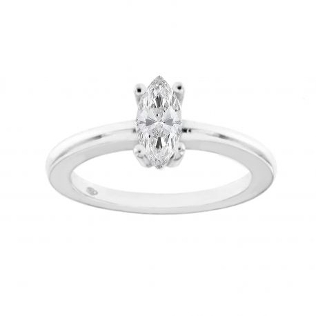 Bague en or blanc 18 carats avec diamant marquise