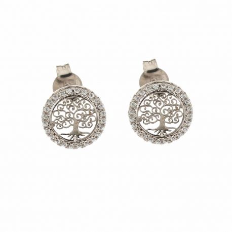 Aretes Árbol de la Vida en Oro Blanco 18k