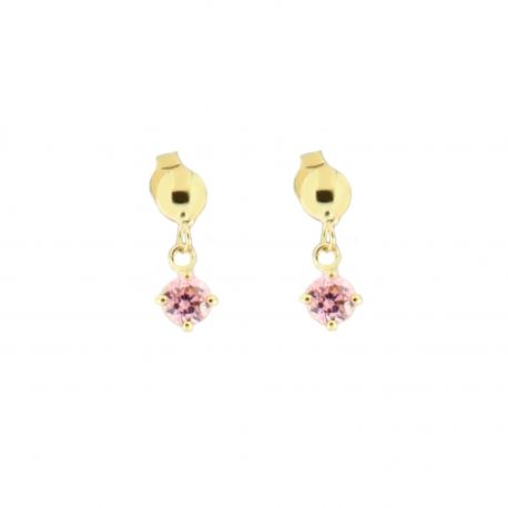 18k Yellow Gold Earrings with Pink Stones