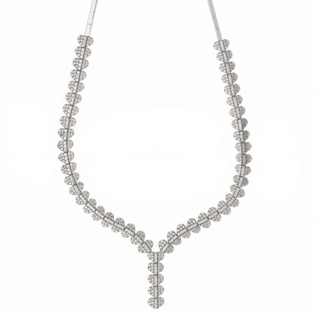 18k White Gold Necklace with White Zircons