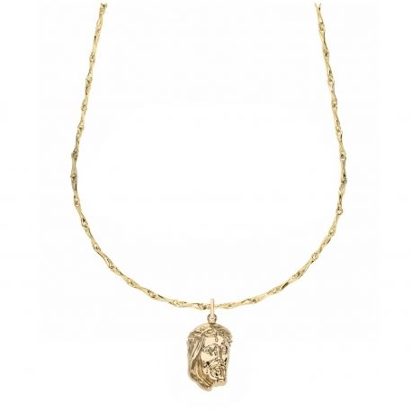 Collier jaune or 18 Carats avec visage de Jésus par l'homme