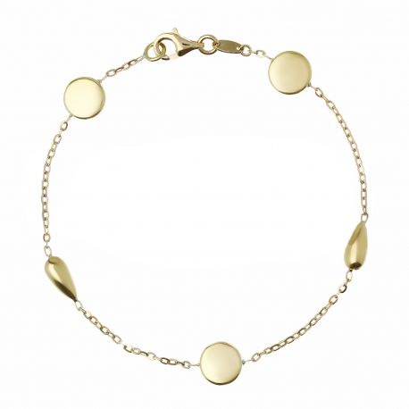 Armband met druppels en schijven in 18K geel goud