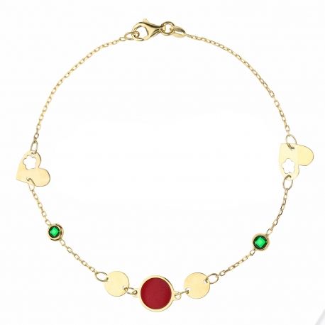 18k Amarelo Ouro Rabat Pulseira com Zirconia Verde