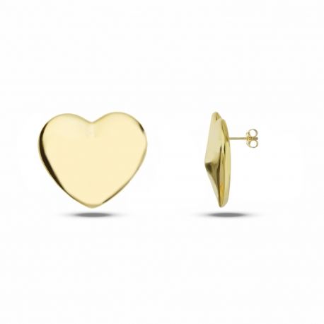 Earrings Heart in Yellow Gold 18 Kt