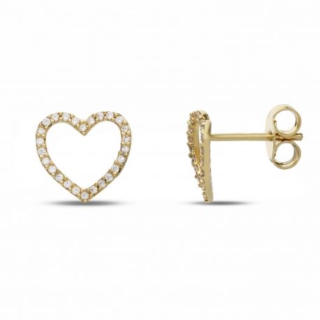 Earrings Heart perforated in Yellow Gold 18 Carats