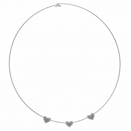 Jäykkä Choker sydämillä 18k valkokulta