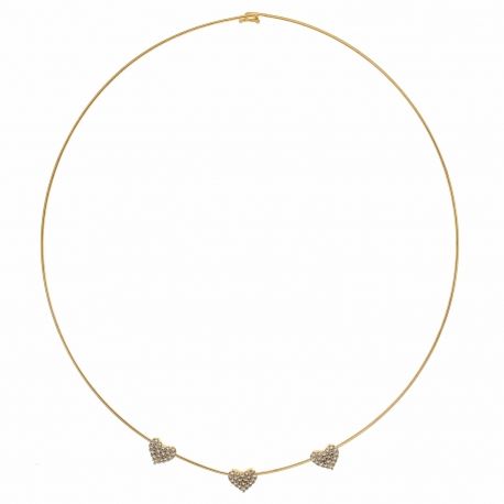 Rigid neckline with Hearts in White Gold and Yellow 18k