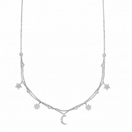 Round neck in 18k White Gold with Pendants