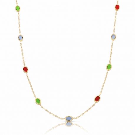 Choker от 18k жълто злато с цветни камъни