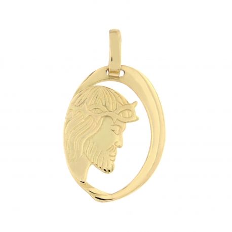 Colgante de oro amarillo 18k con cara de Jesús