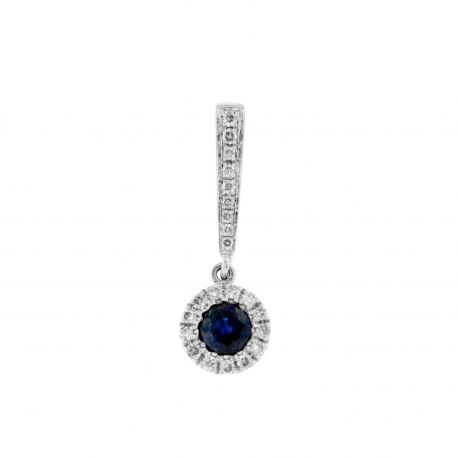 18k White Gold Pendant a Sapphire és a gyémántokkal