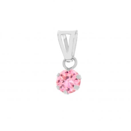 Pendant with Pink Stone in 18k White Gold