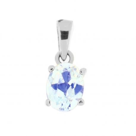 Branco 18k pingente de ouro com quartzo azul