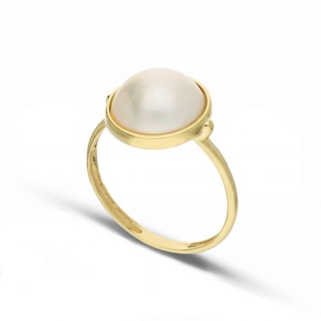 Ring with Mabè Pearl in Yellow Gold 18 Carats