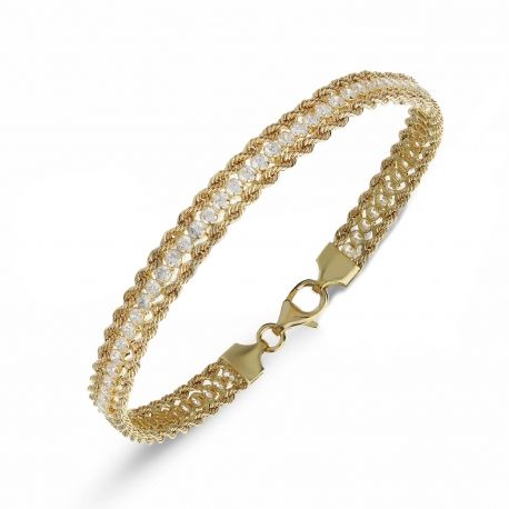 Pulseira de ouro amarelo com Zirconia