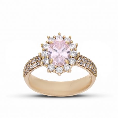 Anello Kate in Oro Rosa 18k con Pietra Centrale Rosa