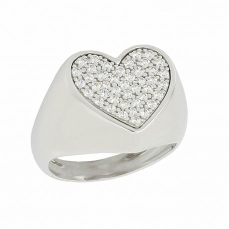 Corazón de anillo en oro blanco de 18k