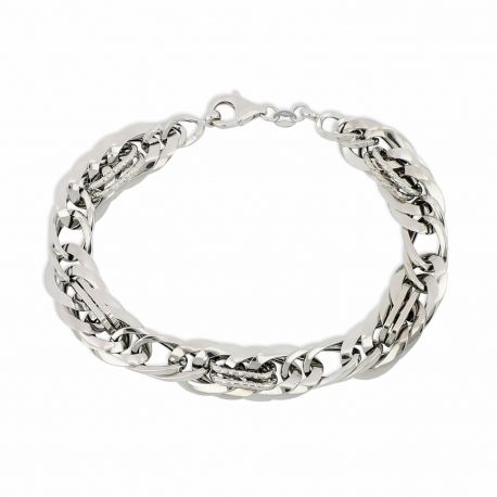 Bracciale a Catena Fantasia in Oro Bianco 18k