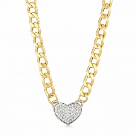 18k geelgouden choker met Pavè-hart