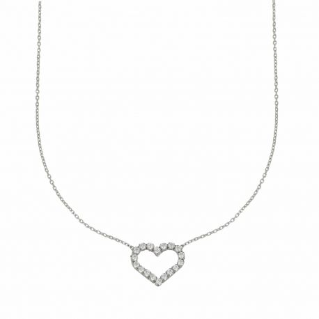 Round neck in 18k White Gold with Heart